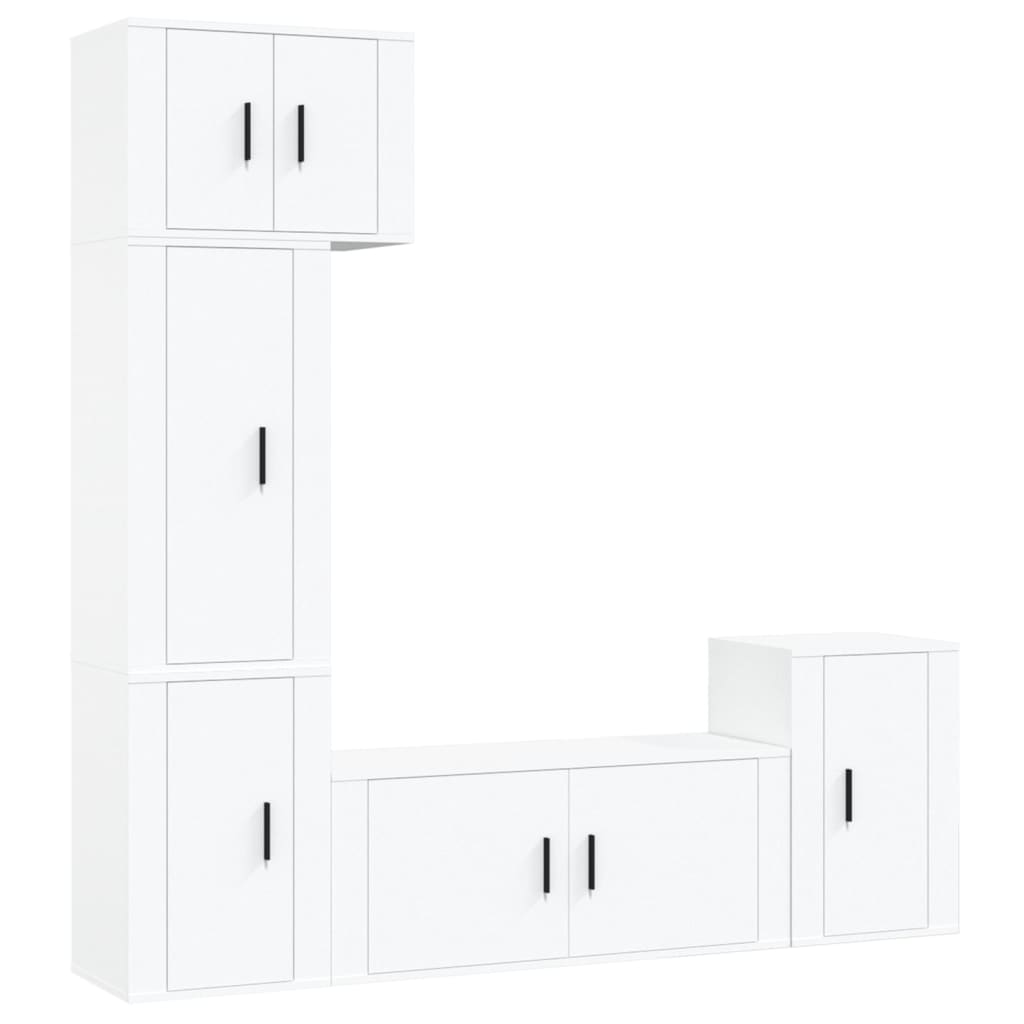 vidaXL 5-tlg. TV-Schrank-Set Weiß Holzwerkstoff