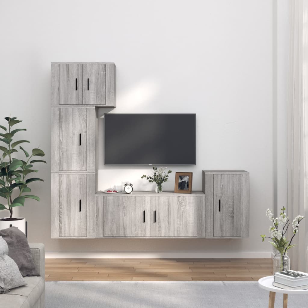 vidaXL 5-tlg. TV-Schrank-Set Weiß Holzwerkstoff