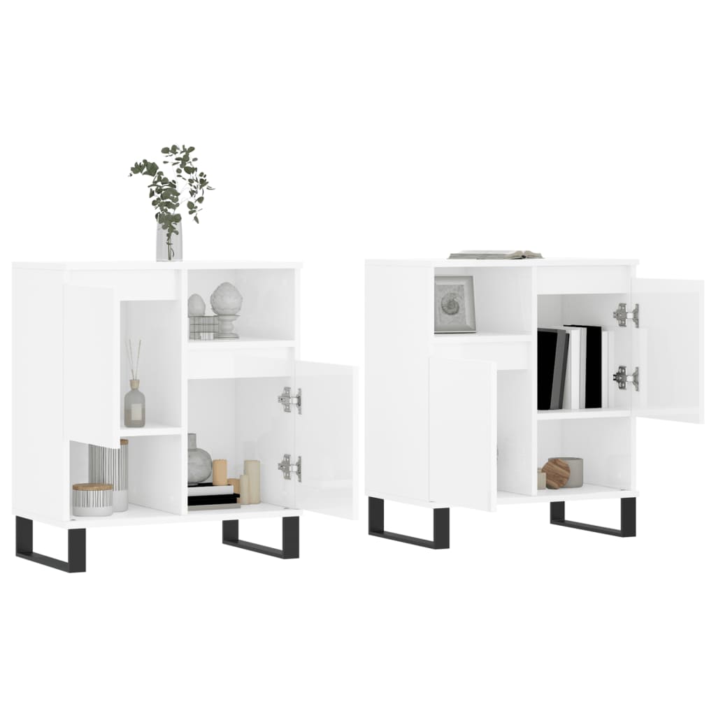vidaXL Sideboards 2 Stk. Hochglanz-Weiß Holzwerkstoff