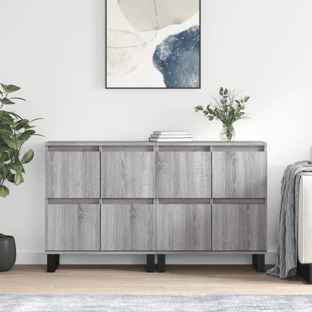 vidaXL Sideboards 2 Stk. Weiß Holzwerkstoff