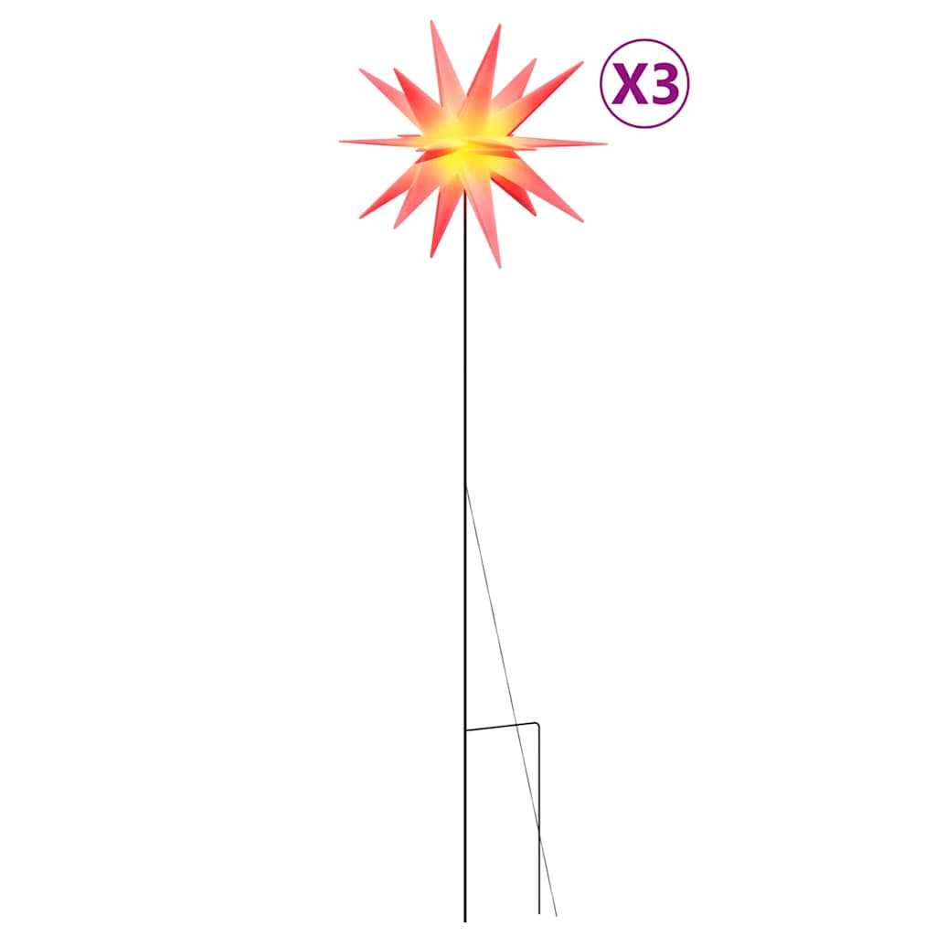 vidaXL LED-Weihnachtssterne 3 Stk. mit Erdspießen Faltbar Rot 57 cm