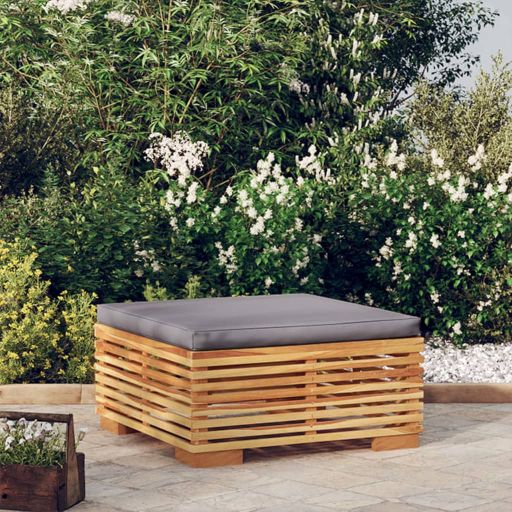 vidaXL Garten-Mittelsofa mit Creme Kissen Massivholz Teak
