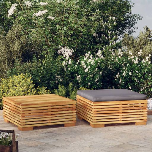 vidaXL Garten-Mittelsofa mit Creme Kissen Massivholz Teak