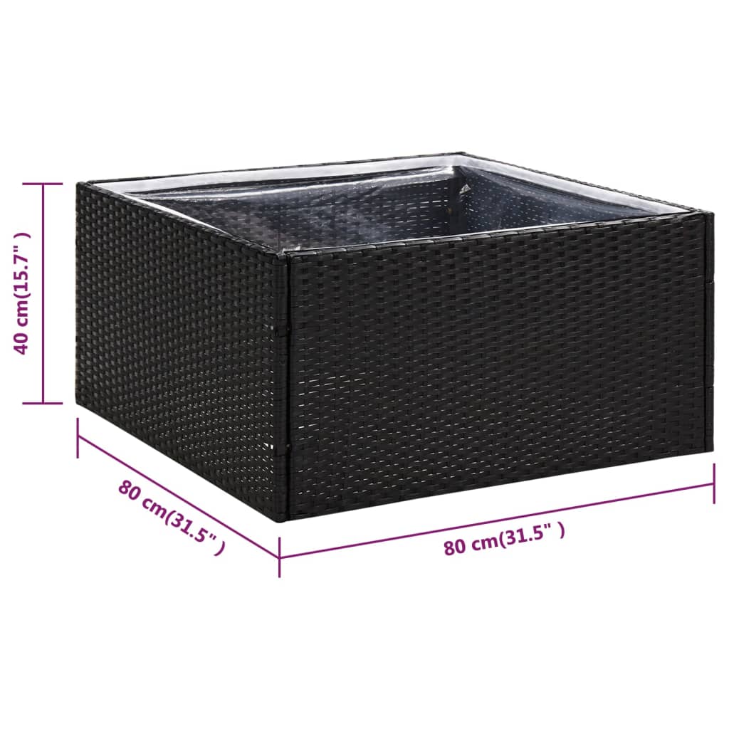vidaXL Pflanzkübel Schwarz 80x80x40 cm Poly Rattan