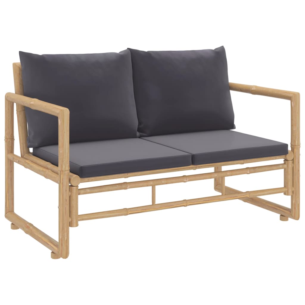 vidaXL 2-tlg. Garten-Lounge-Set mit Dunkelgrauen Kissen Bambus