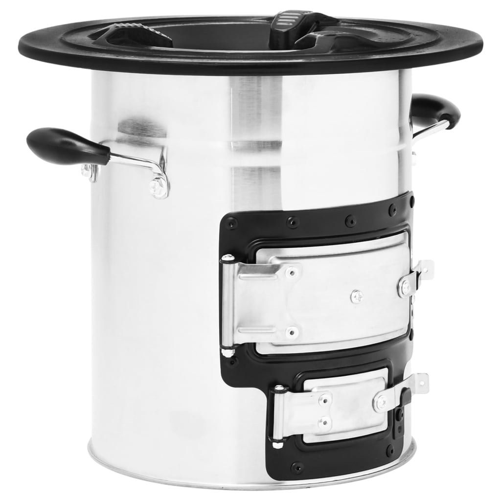 vidaXL Camping-Ofen Silbern 51,5x35x30,5 cm Edelstahl