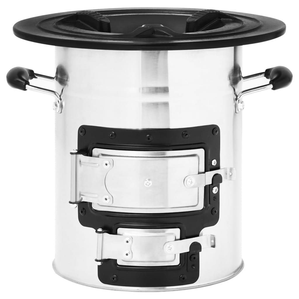 vidaXL Camping-Ofen Silbern 51,5x35x30,5 cm Edelstahl