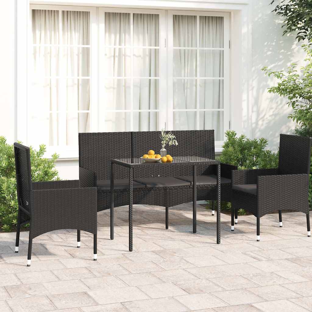 vidaXL 4-tlg. Garten-Lounge-Set mit Kissen Braun Poly Rattan