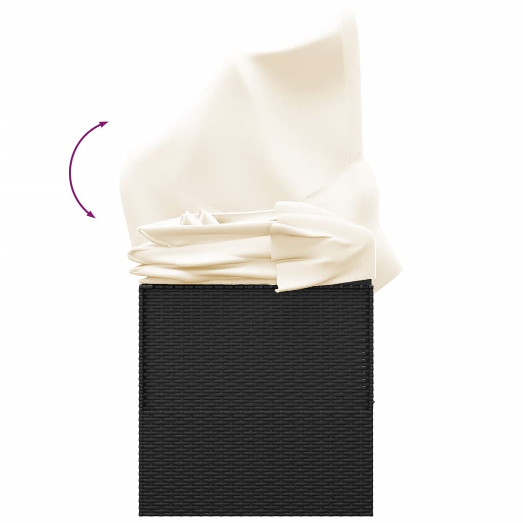 vidaXL Outdoor-Loungebett mit Dach und Kissen Schwarz Poly Rattan