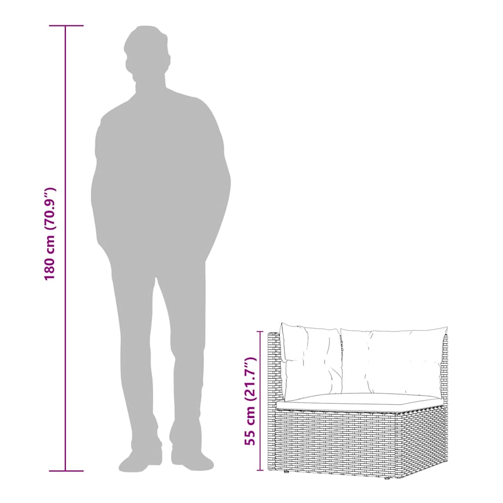 vidaXL 5-tlg. Garten-Lounge-Set mit Kissen Schwarz Poly Rattan