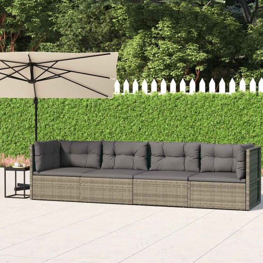 vidaXL 5-tlg. Garten-Lounge-Set mit Kissen Schwarz Poly Rattan