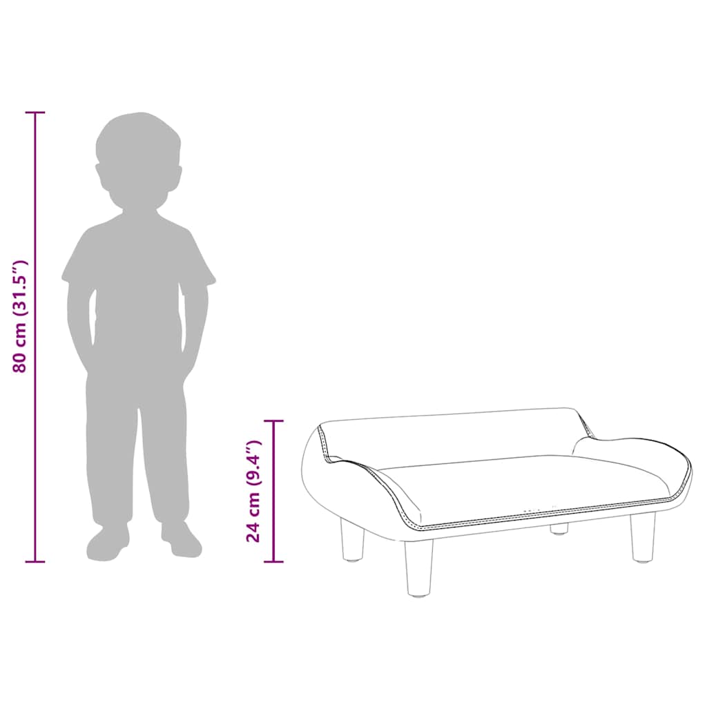 vidaXL Kindersofa Blau 70x40x24 cm Samt