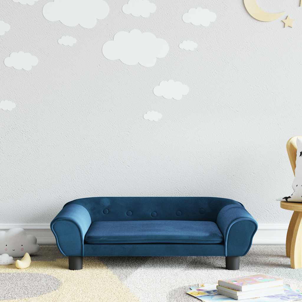 vidaXL Kindersofa Blau 100x50x26 cm Samt