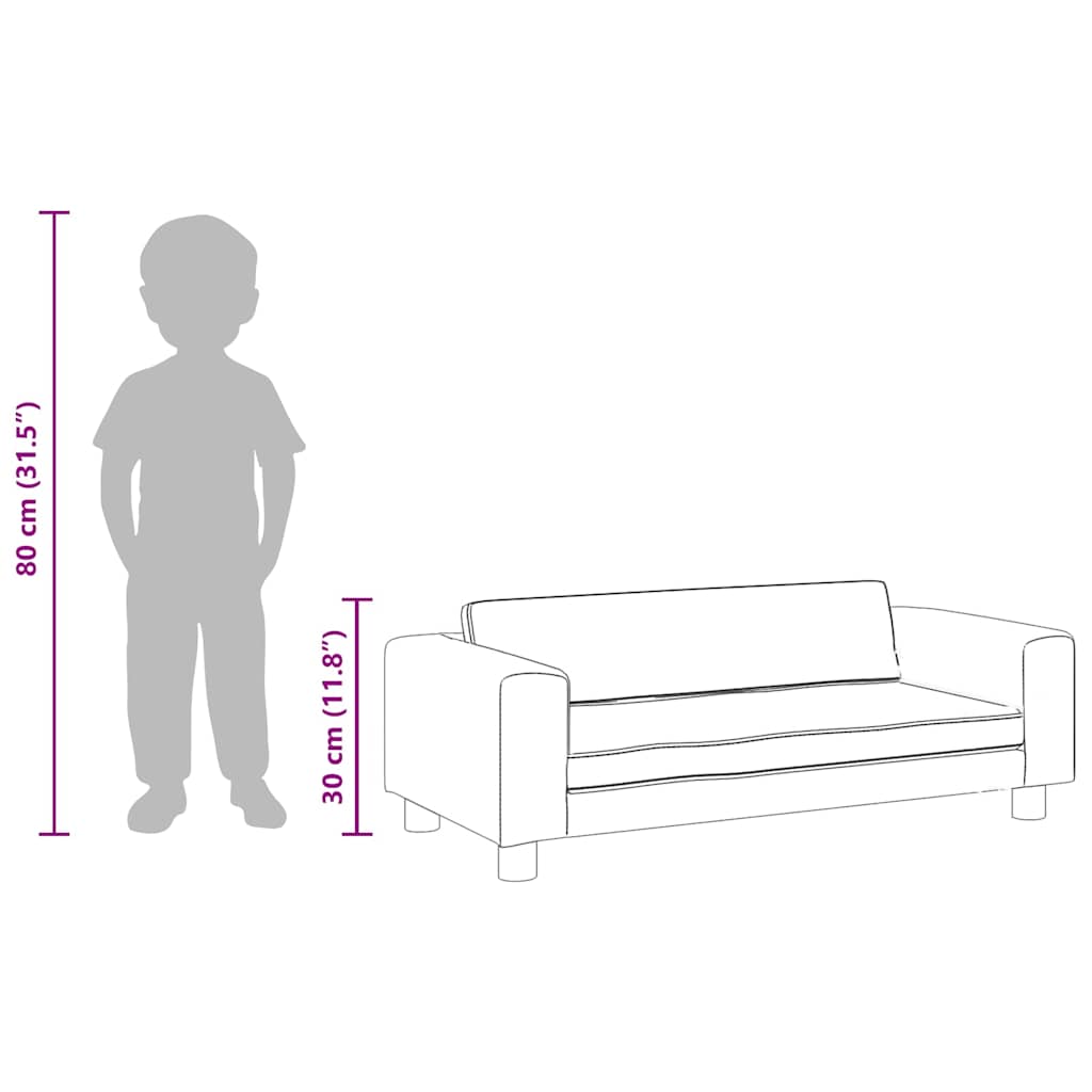 vidaXL Kindersofa mit Hocker Blau 100x50x30 cm Samt