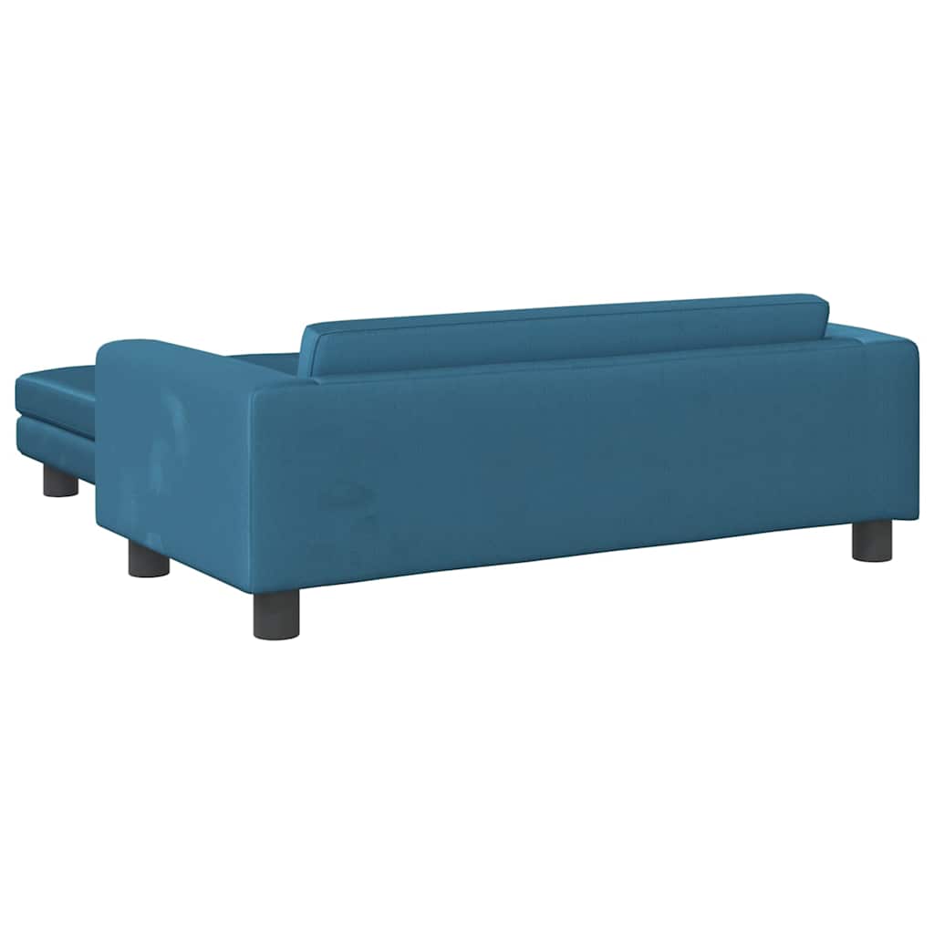 vidaXL Kindersofa mit Hocker Blau 100x50x30 cm Samt