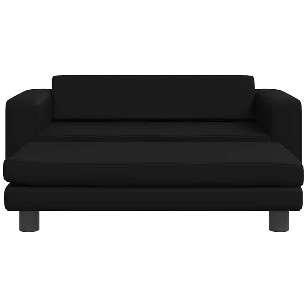 vidaXL Kindersofa mit Hocker Schwarz 100x50x30 cm Kunstleder