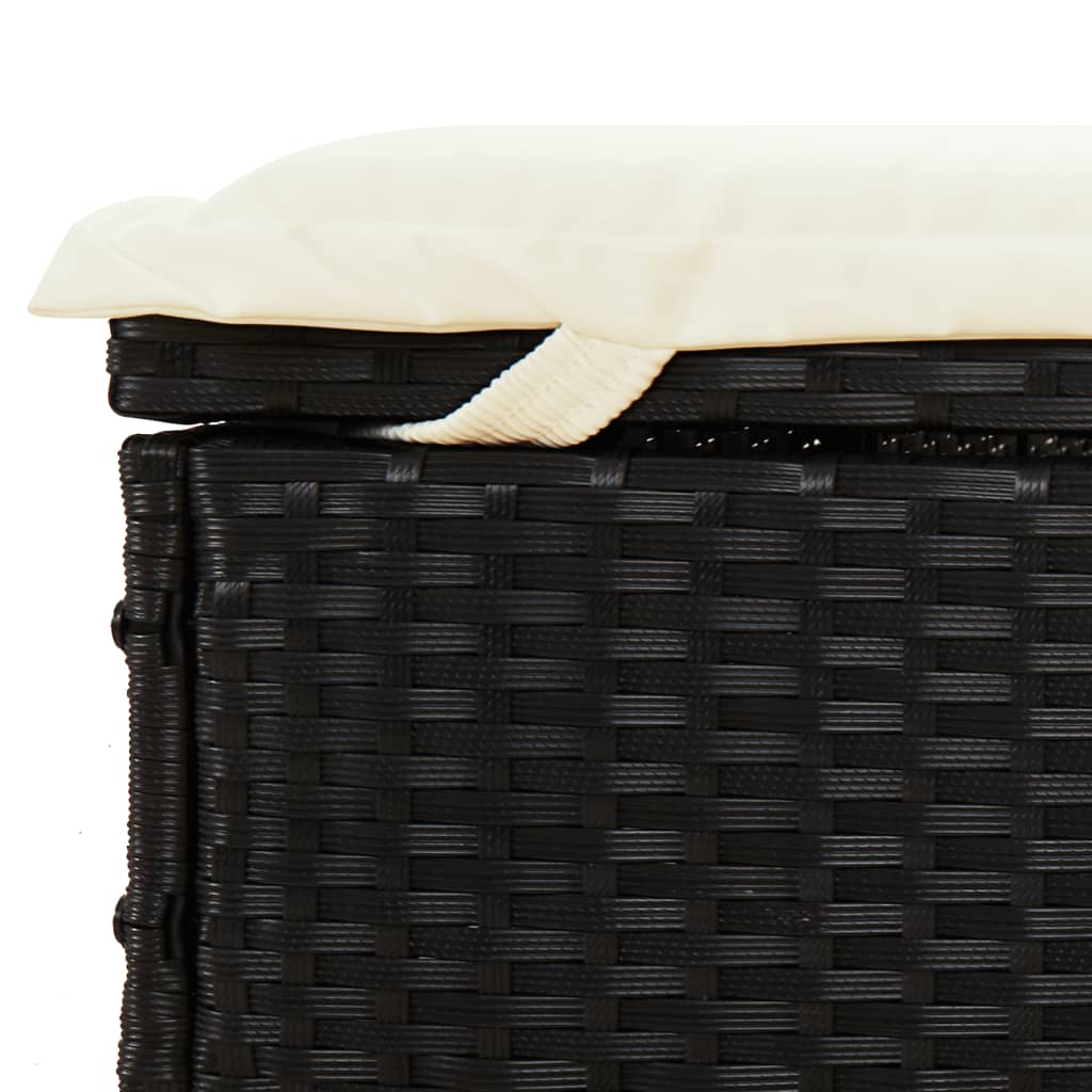 vidaXL Sonnenliege für 2 Personen mit Auflage Schwarz Poly Rattan