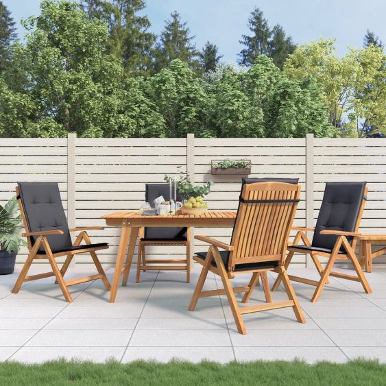 vidaXL Gartenstühle mit Kissen 2 Stk. Massivholz Teak