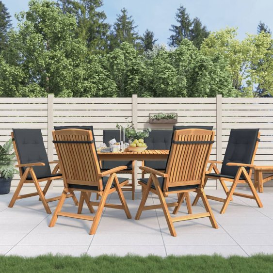 vidaXL Gartenstühle mit Kissen 2 Stk. Massivholz Teak