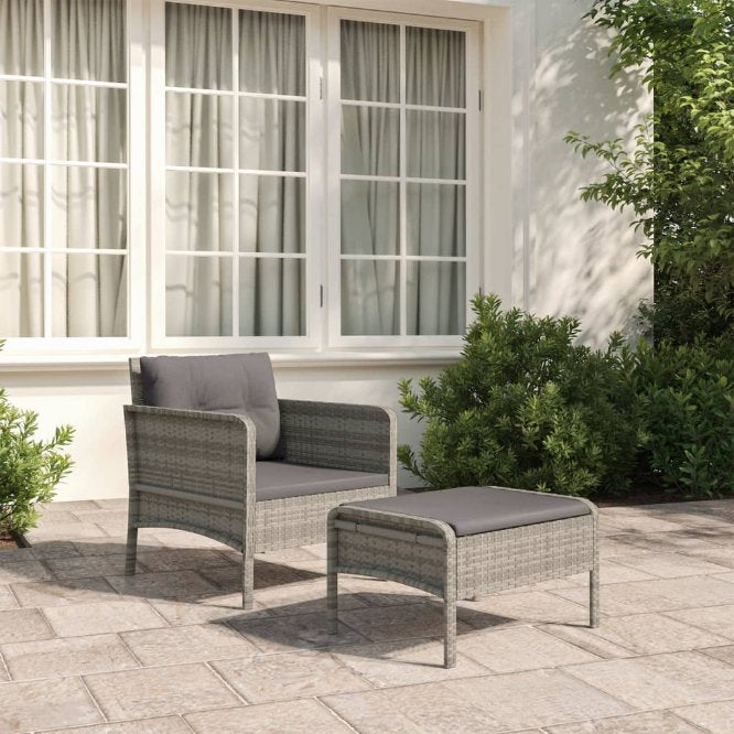 vidaXL 2-tlg. Garten-Lounge-Set mit Kissen Braun Poly Rattan