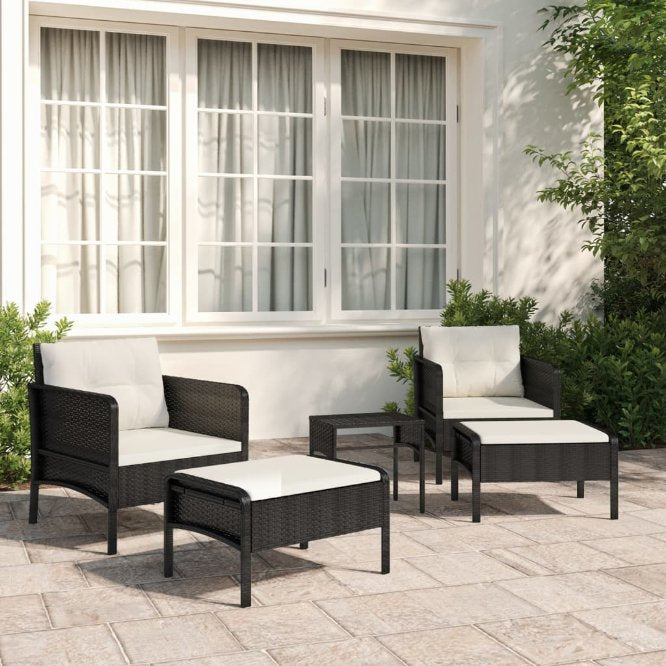 vidaXL 5-tlg. Garten-Lounge-Set mit Kissen Braun Poly Rattan