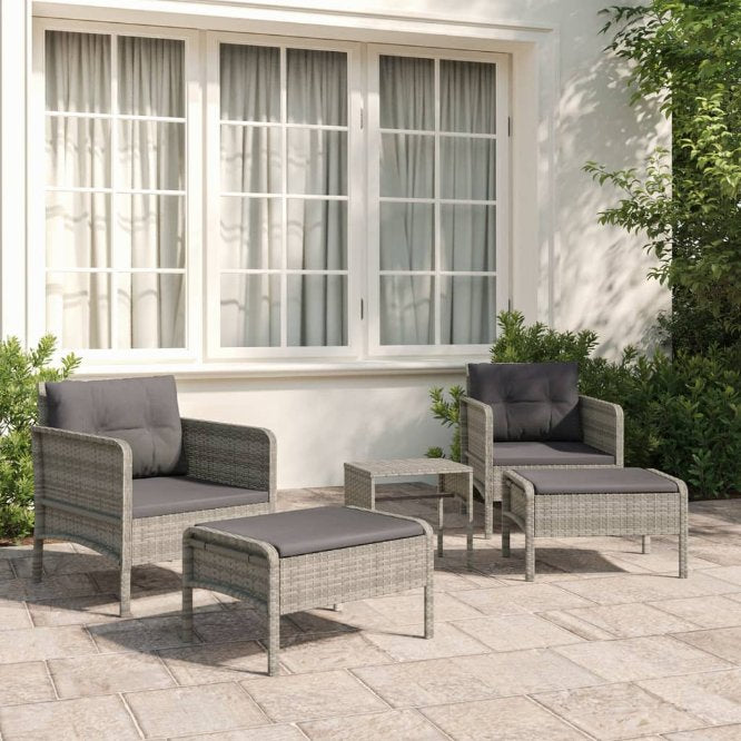 vidaXL 5-tlg. Garten-Lounge-Set mit Kissen Braun Poly Rattan