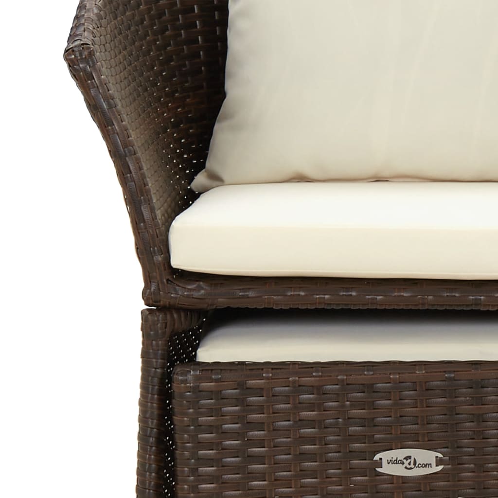 vidaXL 2-tlg. Garten-Lounge-Set mit Kissen Braun Poly Rattan