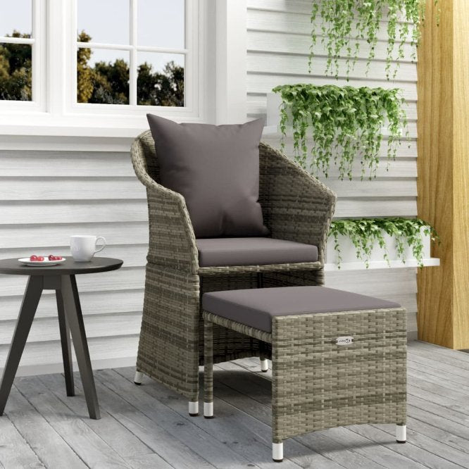 vidaXL 2-tlg. Garten-Lounge-Set mit Kissen Braun Poly Rattan