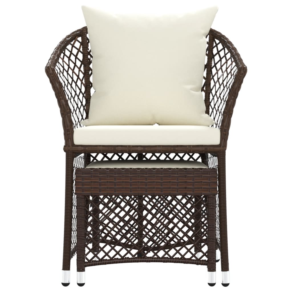 vidaXL 2-tlg. Garten-Lounge-Set mit Kissen Braun Poly Rattan