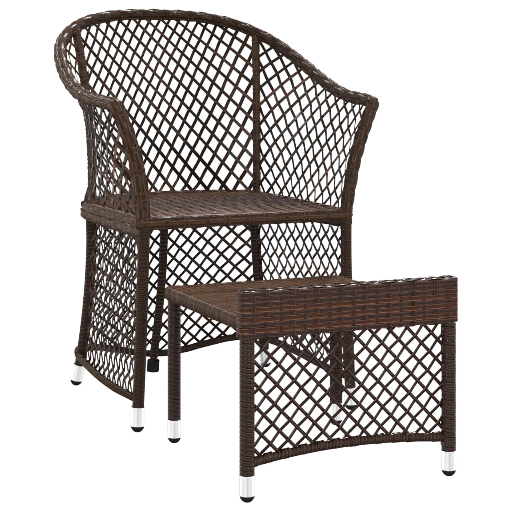 vidaXL 2-tlg. Garten-Lounge-Set mit Kissen Braun Poly Rattan