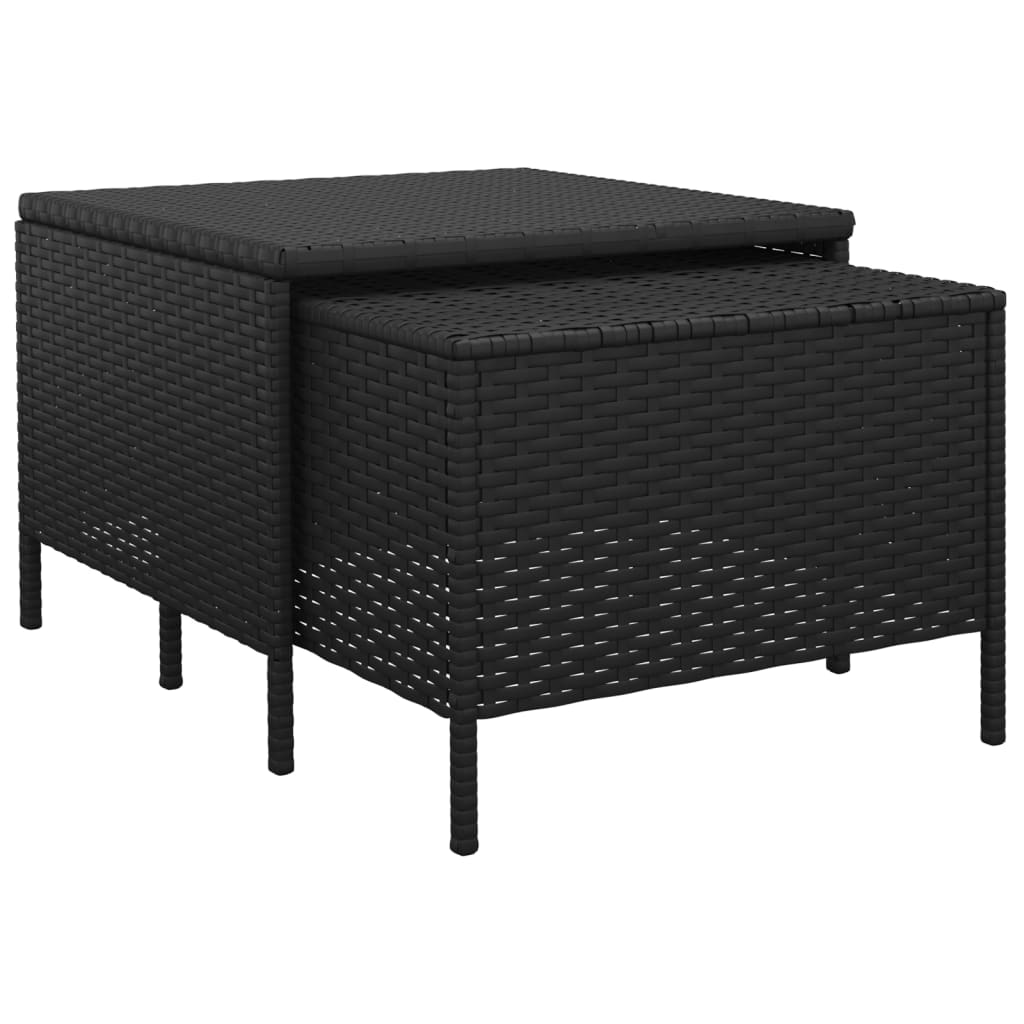 vidaXL 4-tlg. Garten-Lounge-Set mit Kissen Schwarz Poly Rattan
