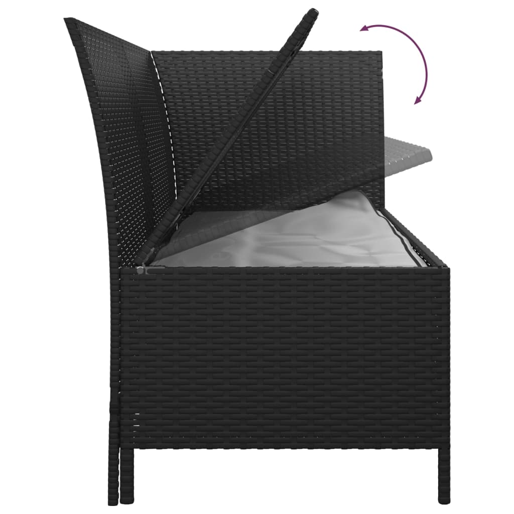 vidaXL 4-tlg. Garten-Lounge-Set mit Kissen Schwarz Poly Rattan