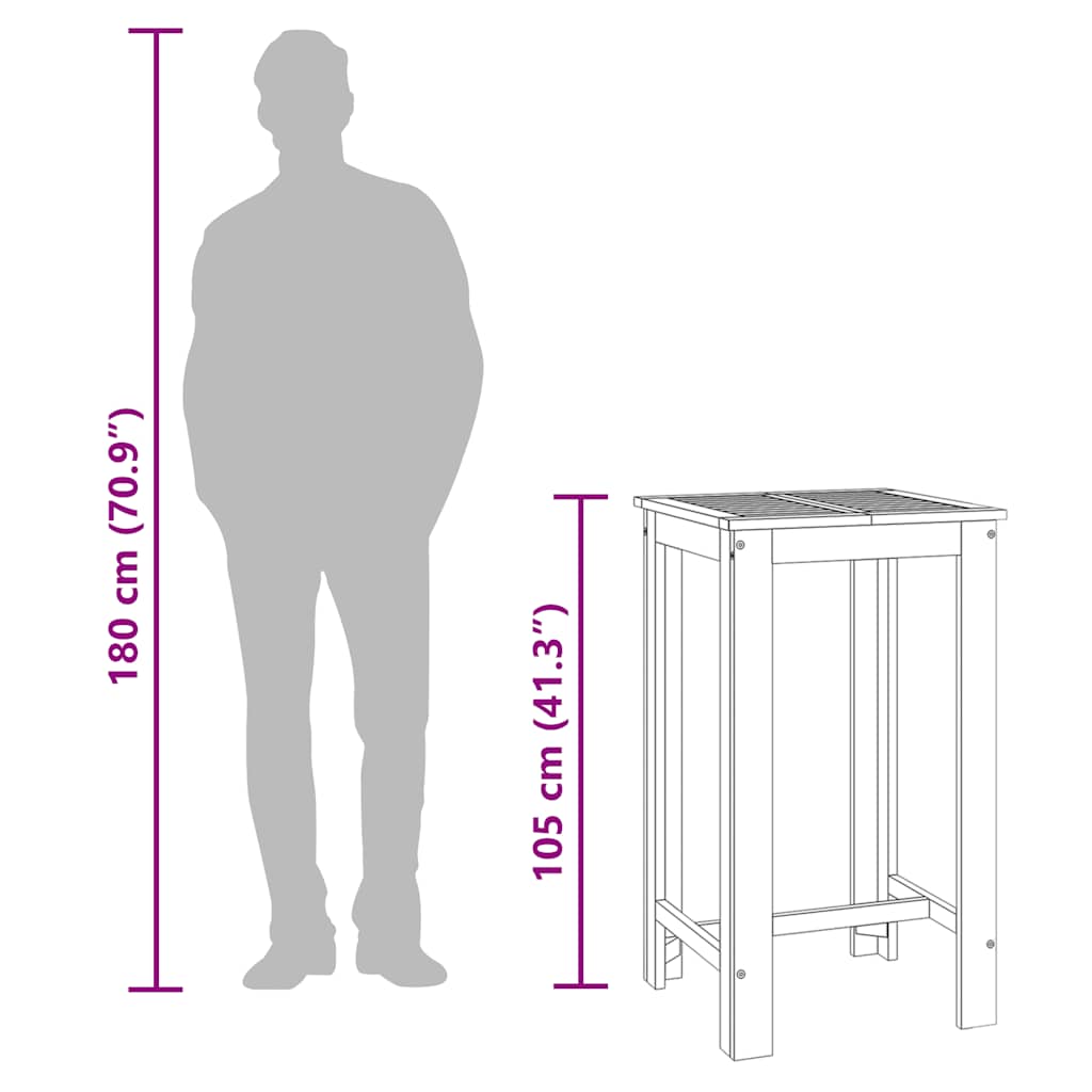 vidaXL Garten-Bartisch 60x60x105 cm Massivholz Akazie