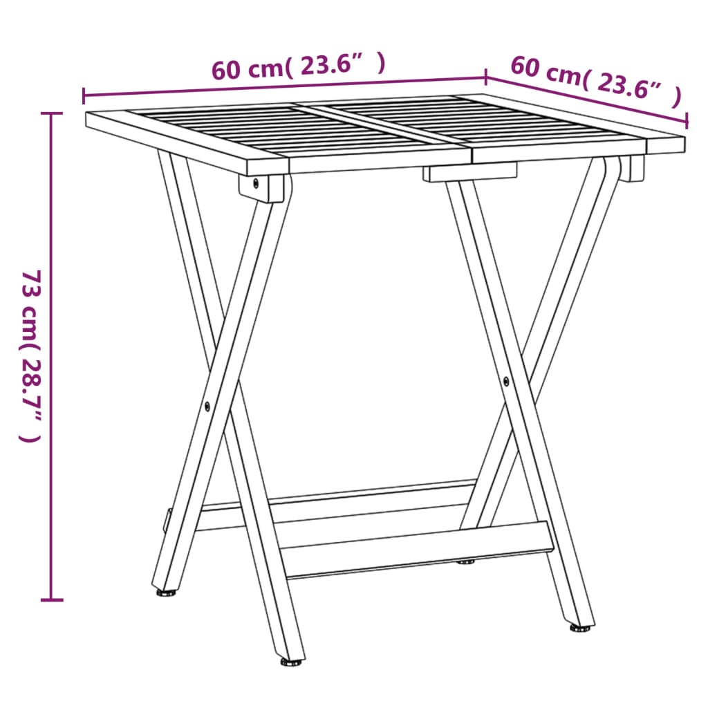 vidaXL 3-tlg. Bistro-Set Klappbar Massivholz Akazie
