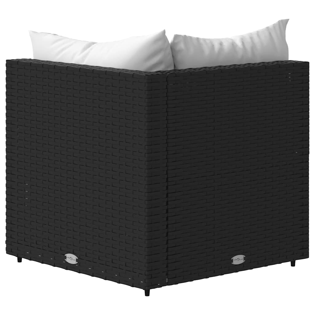 vidaXL Garten-Ecksofa mit Kissen Schwarz Poly Rattan