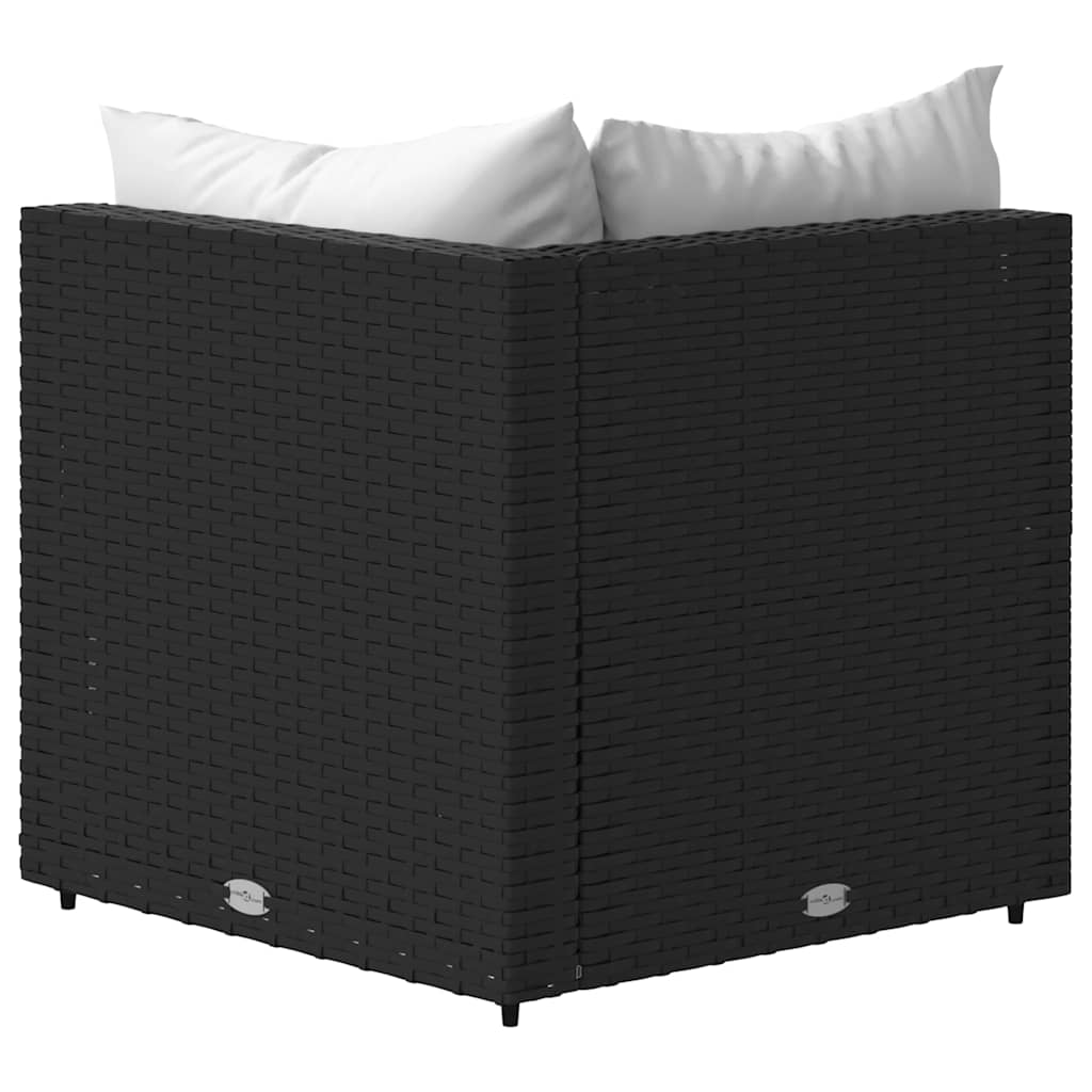 vidaXL Garten-Ecksofas mit Kissen 2 Stk. Schwarz Poly Rattan