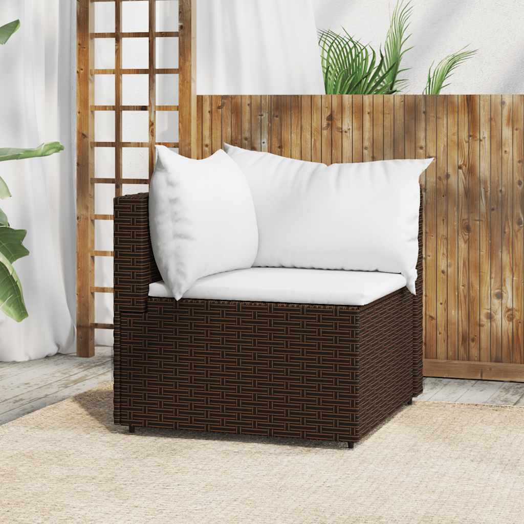 vidaXL Garten-Ecksofa mit Kissen Schwarz Poly Rattan