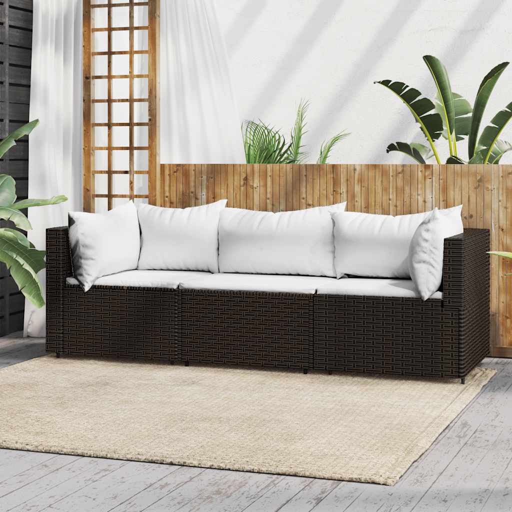 vidaXL Garten-Ecksofas mit Kissen 2 Stk. Schwarz Poly Rattan