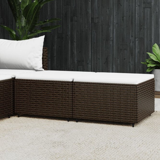 vidaXL Gartenhocker mit Kissen Schwarz Poly Rattan