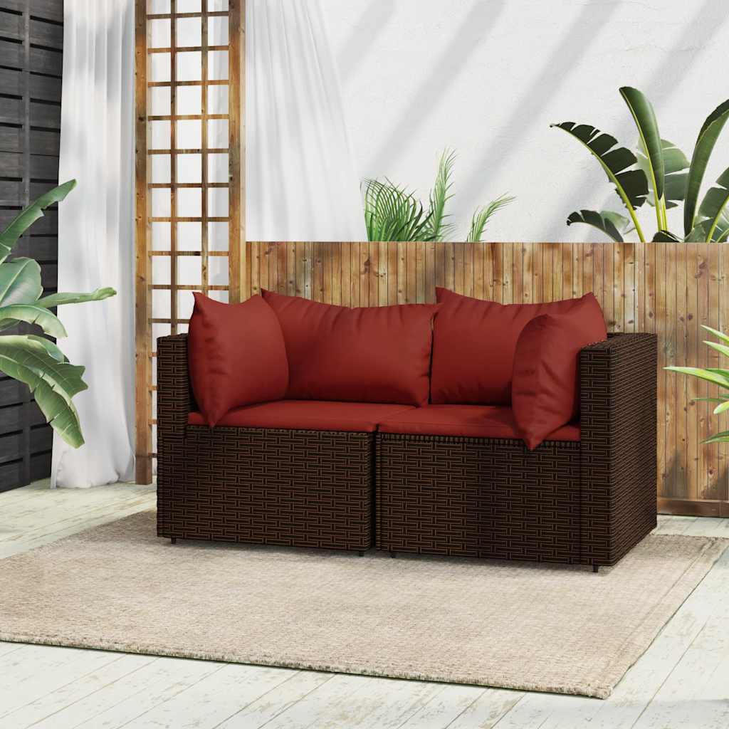 vidaXL Garten-Ecksofas mit Kissen 2 Stk. Schwarz Poly Rattan
