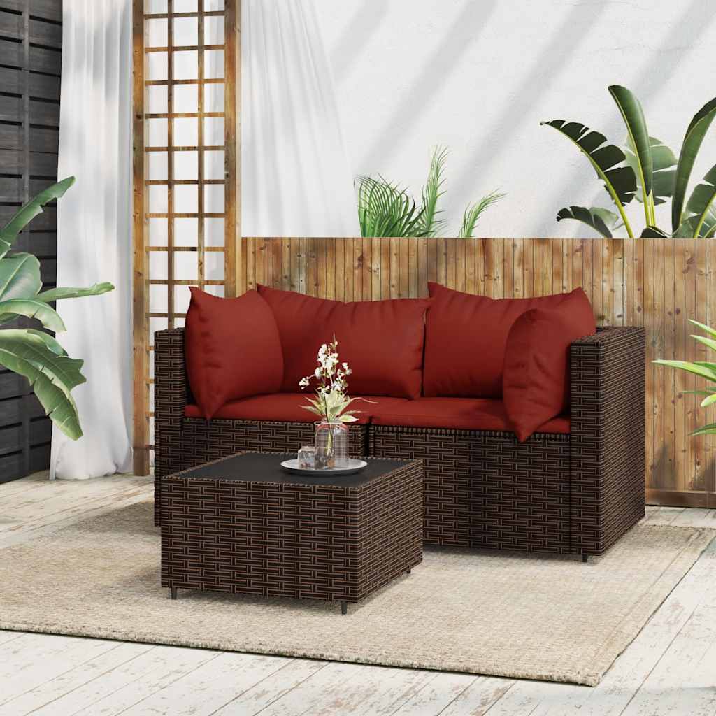 vidaXL Garten-Ecksofas mit Kissen 2 Stk. Schwarz Poly Rattan