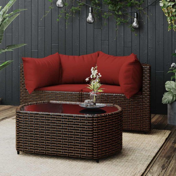 vidaXL Garten-Ecksofas mit Kissen 2 Stk. Schwarz Poly Rattan