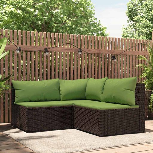 vidaXL Garten-Ecksofa mit Kissen Schwarz Poly Rattan