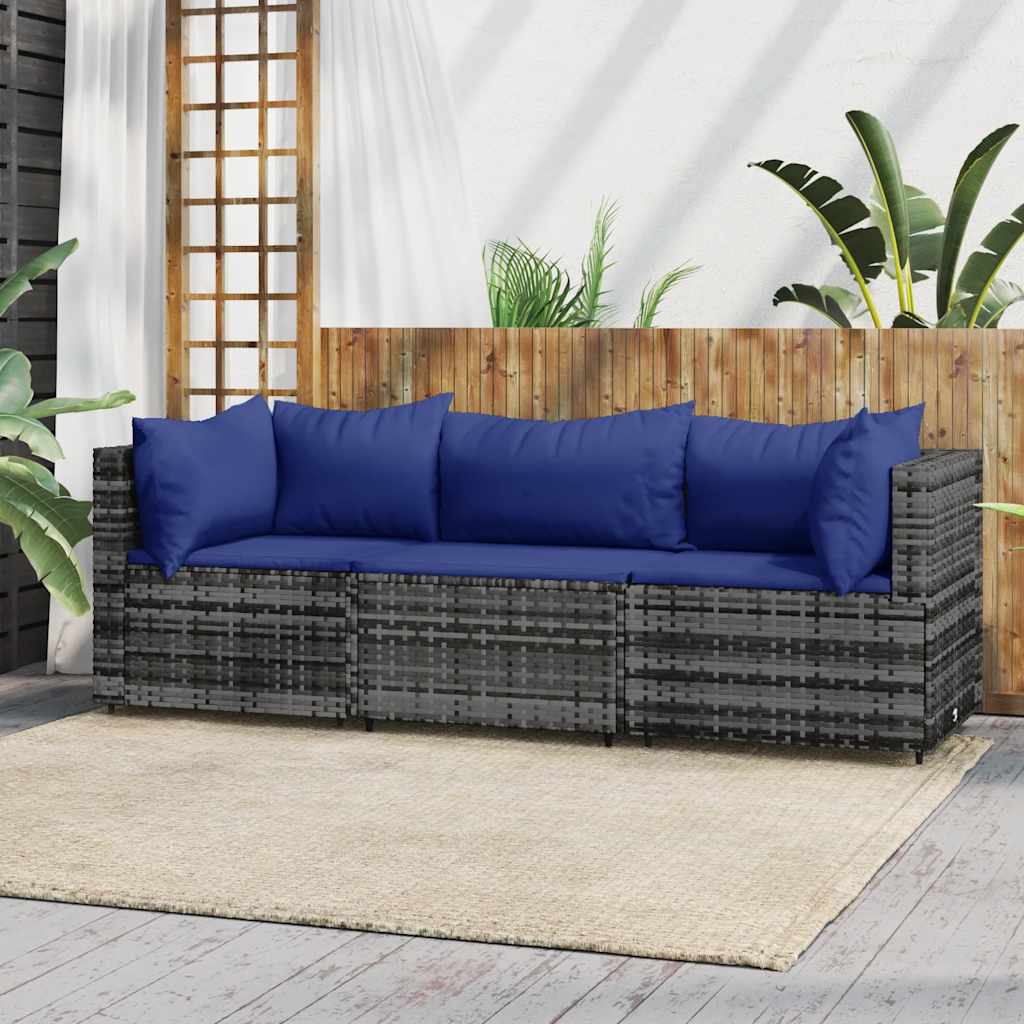 vidaXL Garten-Ecksofas mit Kissen 2 Stk. Schwarz Poly Rattan
