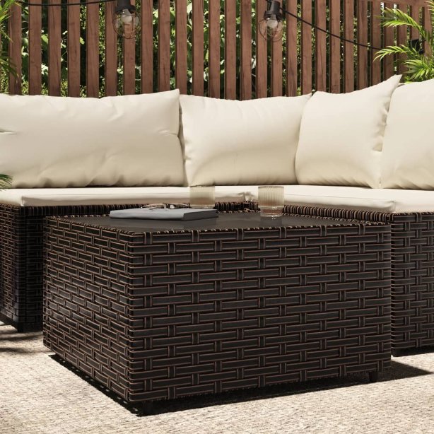 vidaXL Garten-Couchtisch Quadratisch Schwarz 50x50x30 cm Poly Rattan