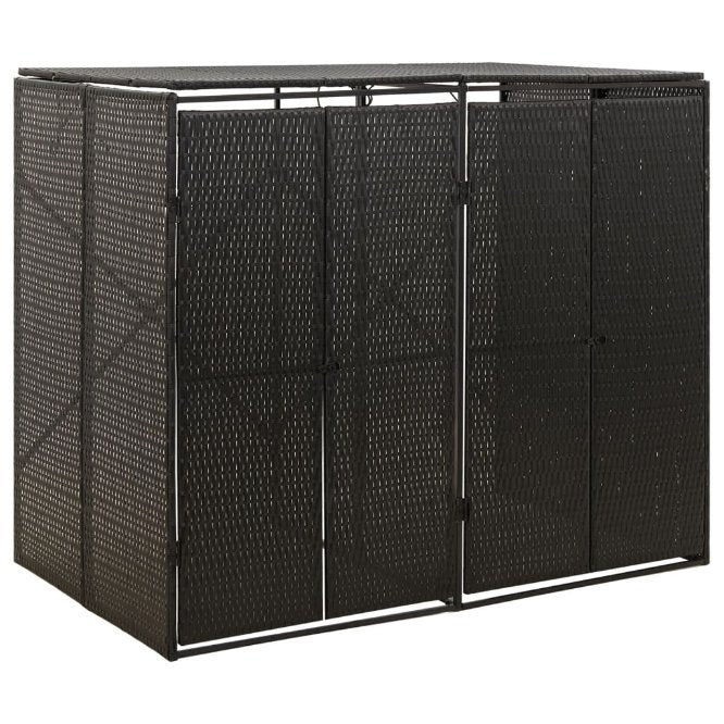 vidaXL Mülltonnenbox für 1 Tonne Schwarz 70x80x117 cm Poly Rattan
