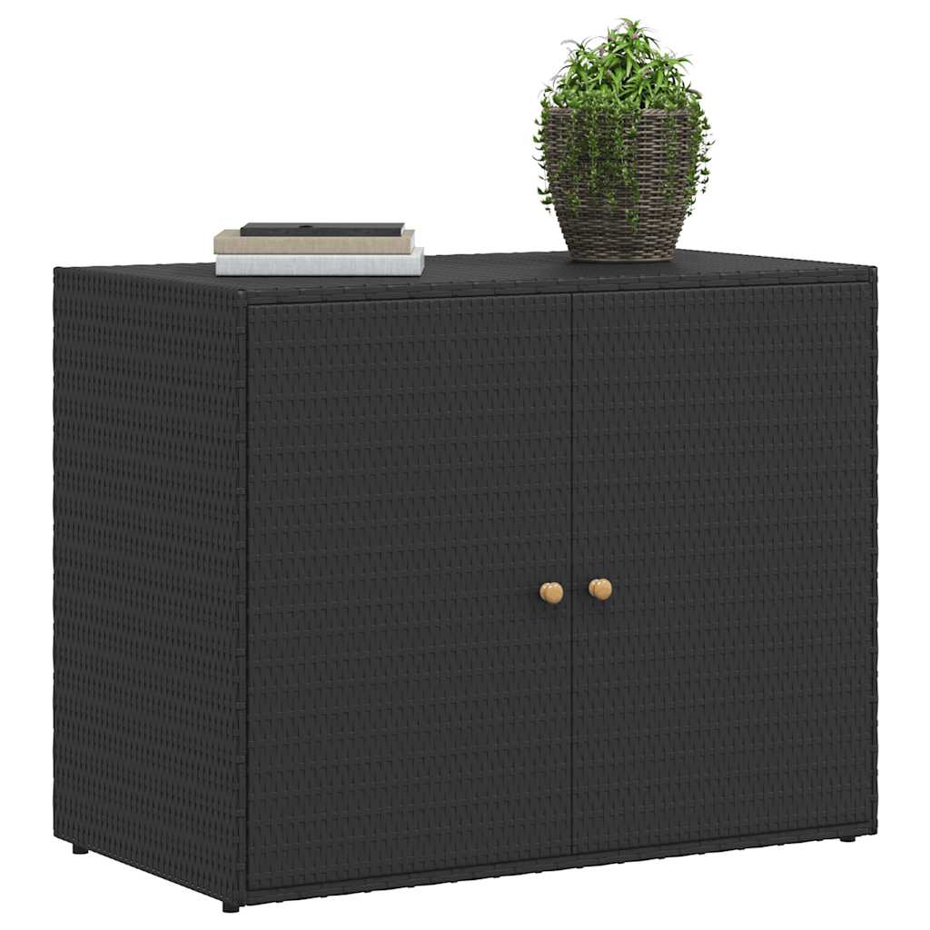 vidaXL Gartenschrank Schwarz 100 x 55,5 x 80 cm Poly Rattan