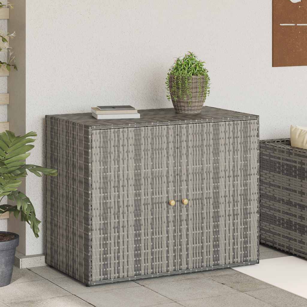 vidaXL Gartenschrank Schwarz 100 x 55,5 x 80 cm Poly Rattan
