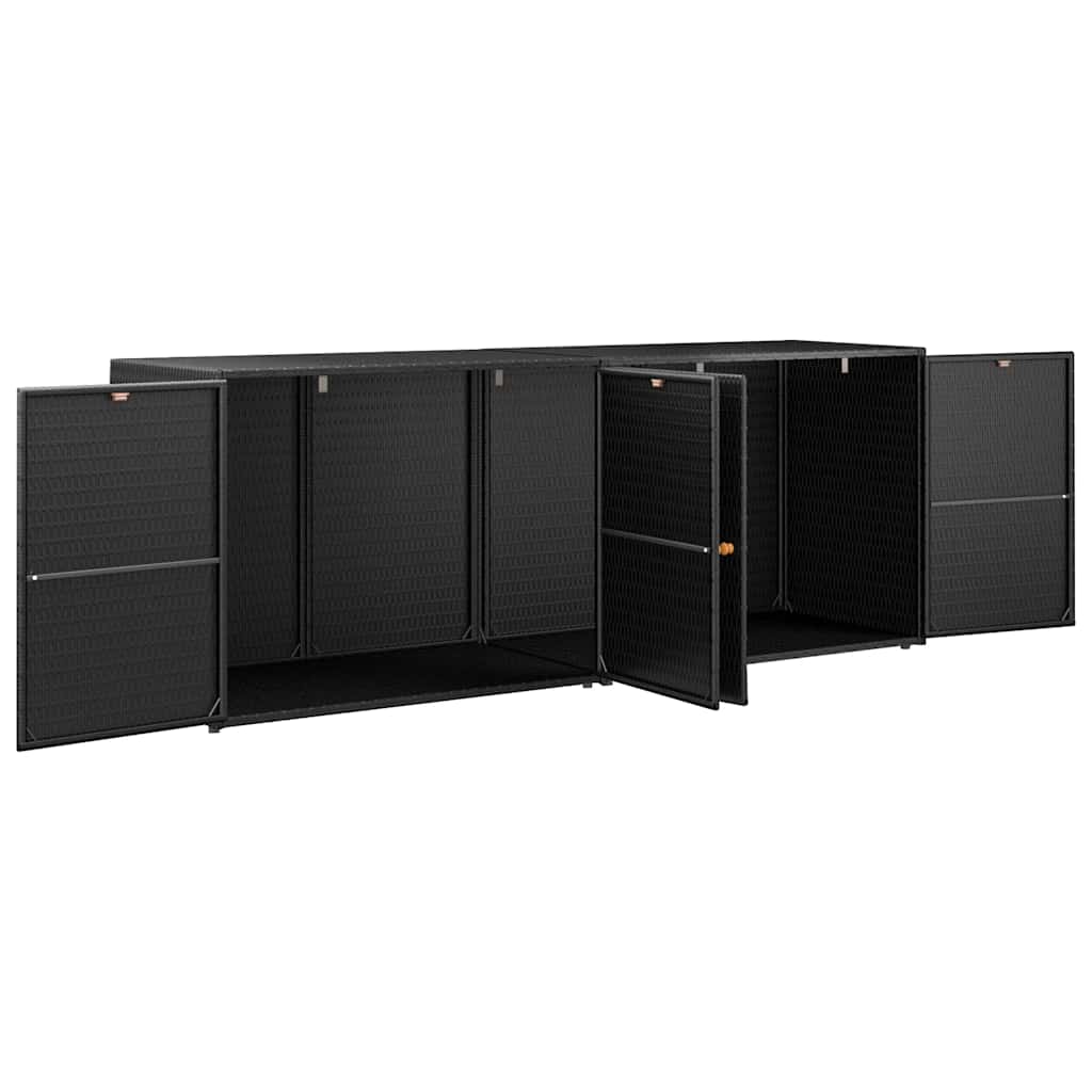 vidaXL Gartenschrank Schwarz 198 x 55,5 x 80 cm Poly Rattan