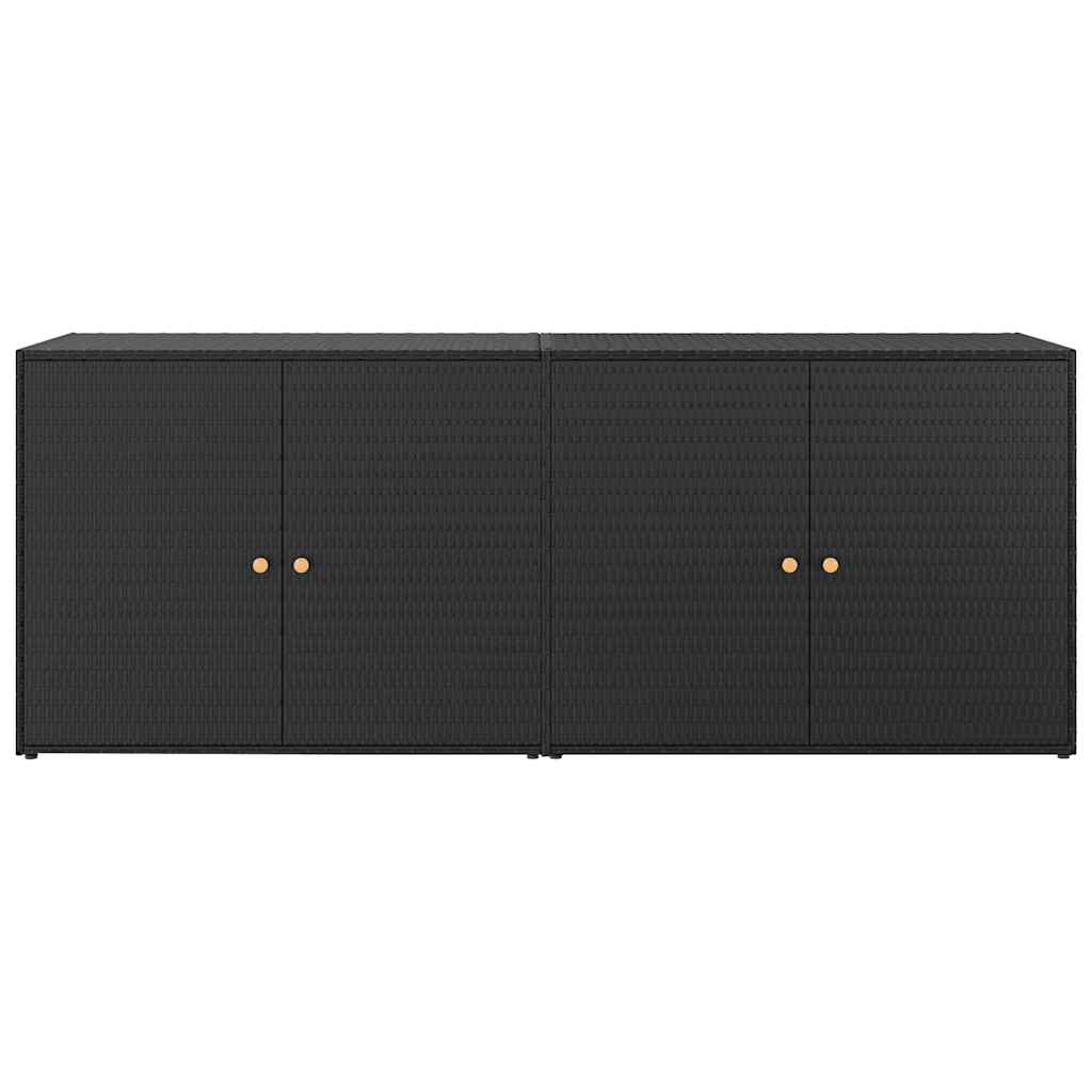 vidaXL Gartenschrank Schwarz 198 x 55,5 x 80 cm Poly Rattan
